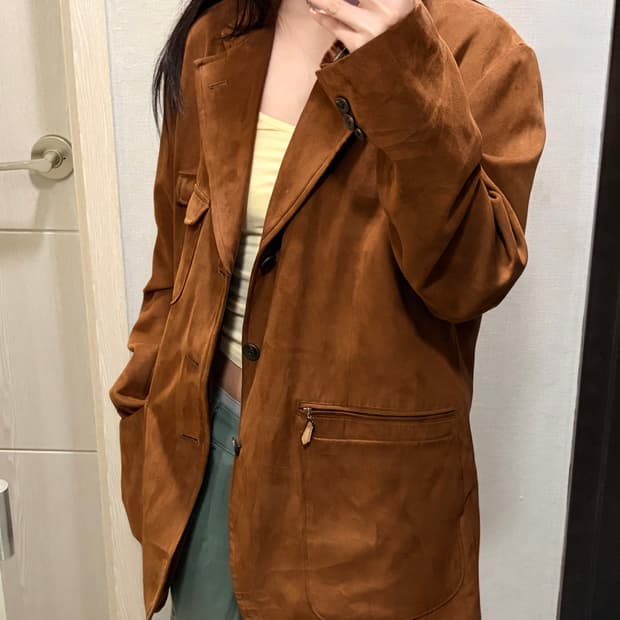 MACCHIO 빈티지 브라운 스웨이드 자켓