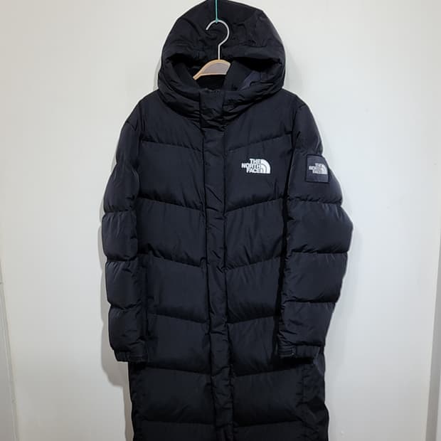 (M) 노스페이스 거위털 롱패딩 점퍼 블랙 후드 구스다운 패딩코트 