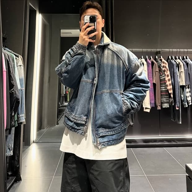 준지 139만 오일워싱 무스탕 데님 점퍼