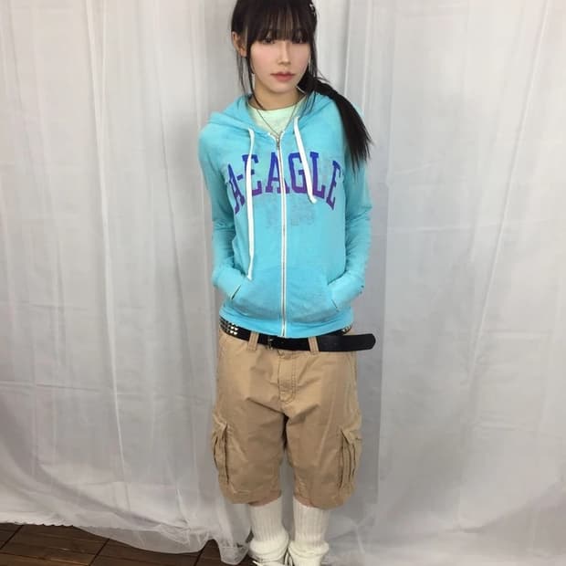 American Eagle Sky Blue Zip Hoodie