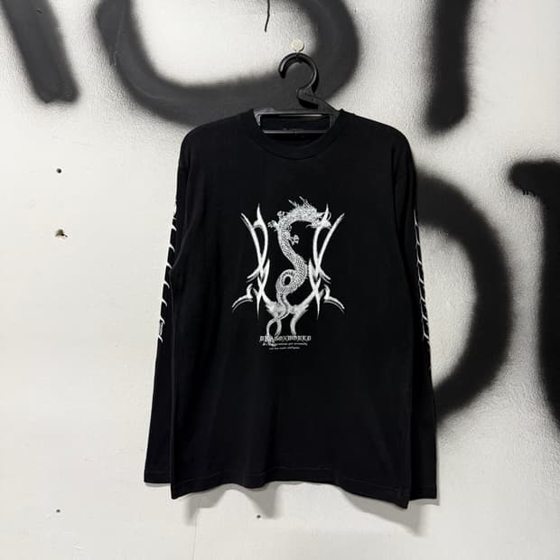 VTG 빈티지 펑크 스타일 멀티 프린팅 롱 슬리브 티셔츠