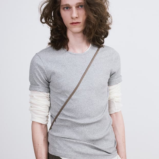 렉토 골지 립 저지 져지 탑 반팔 티셔츠 멜란지 그레이