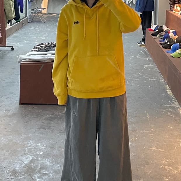 스투시 다이아몬드 자수 옐로우 후드티 H1268