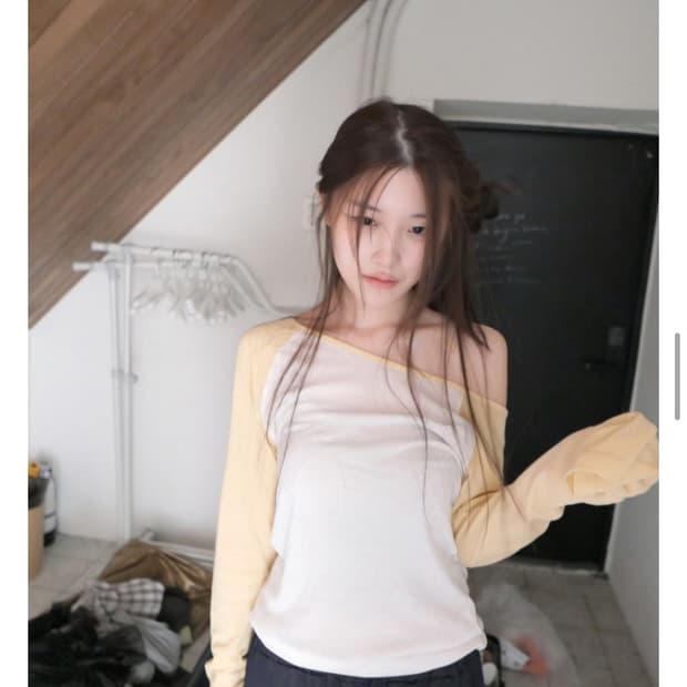 베이비랩 렝글런 오프 언발 티 (옐로우)
