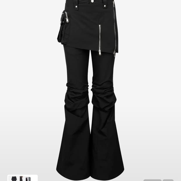 BOOTS CUT SKIRT PANTS (UNISEX) BLACK