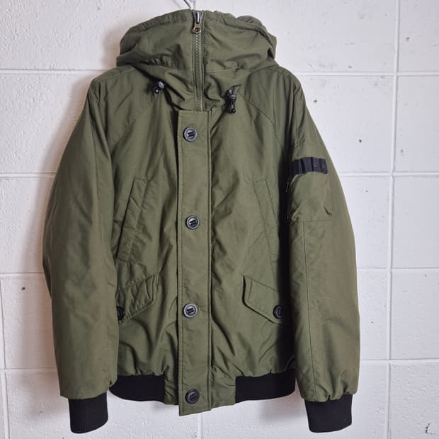 *90 )노스페이스 카키 봄버 패딩 덕다운 자켓