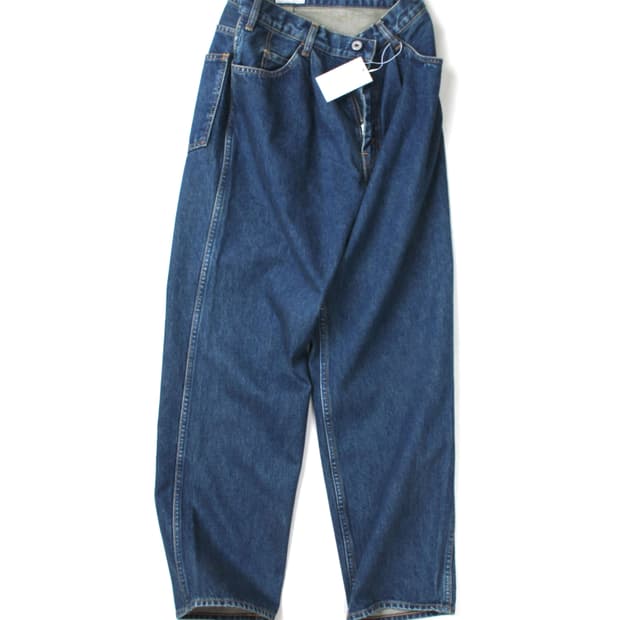 EVCON 5POCKET TUCK WIDE DENIM PANTS