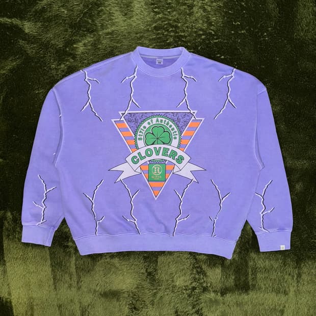 [XL] REOVER 리오버 라이트닝 그래픽 가먼트 다잉 스웻셔츠 퍼플