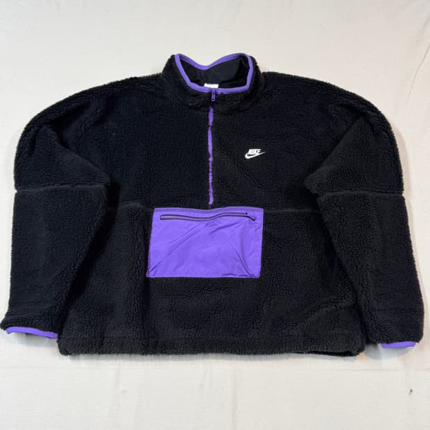 XXXL) 나이키 플리스 후리스 블랙/퍼플 반집업 아노락