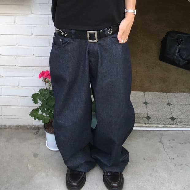 배기핏 생지 데님팬츠