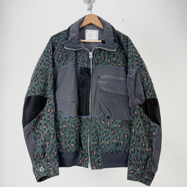 사카이 19aw 레오파드 도킹 블루종 자켓