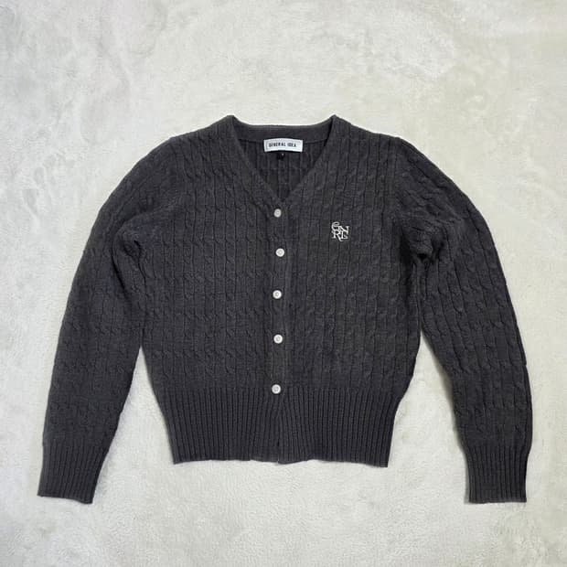 (S)여성 제너럴아이디어 케이블 니트 가디건 차콜