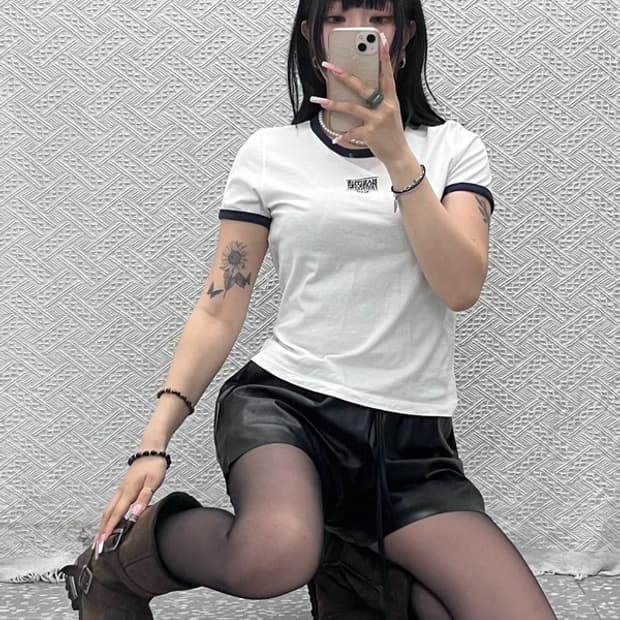 마리떼 프랑소와 저버 빈티지 캐주얼 링거티 슬림핏 반팔티 S C12457