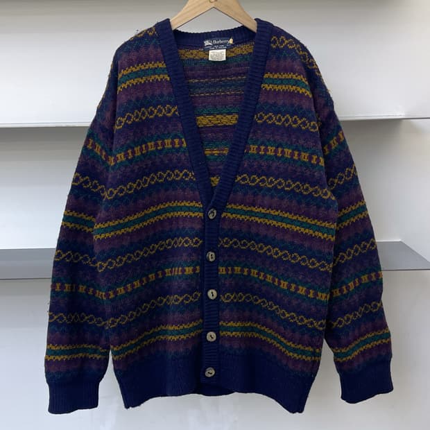버버리 90s UK 페어아일 울 가디건