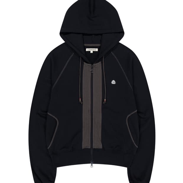 코이세이오 PUCKERING HOOD ZIP-UP BLACK