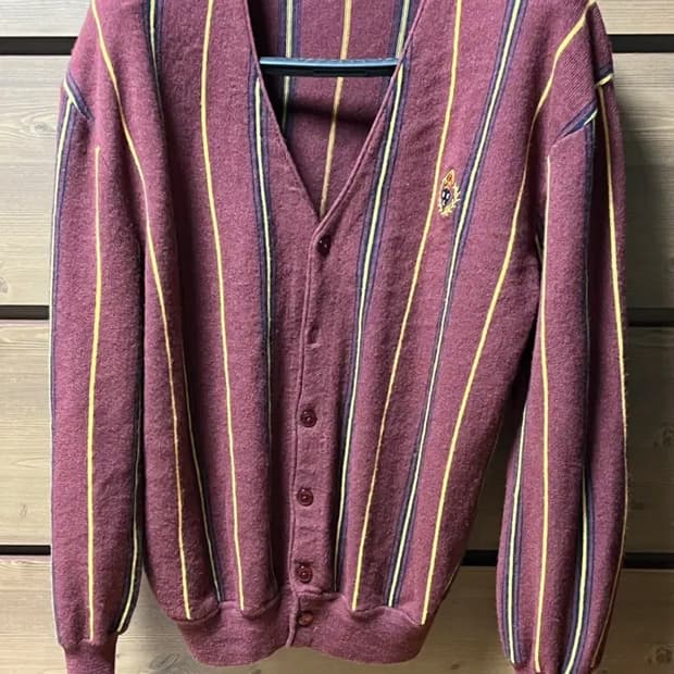 (M)헤리티지플로스 스트라이프 가디건 마룬
