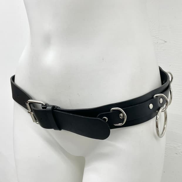 리얼레더 써클 링 드롭 버클 벨트