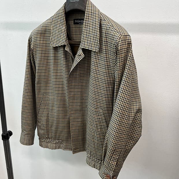 95-100) 입생로랑 건체크 블루종 자켓 