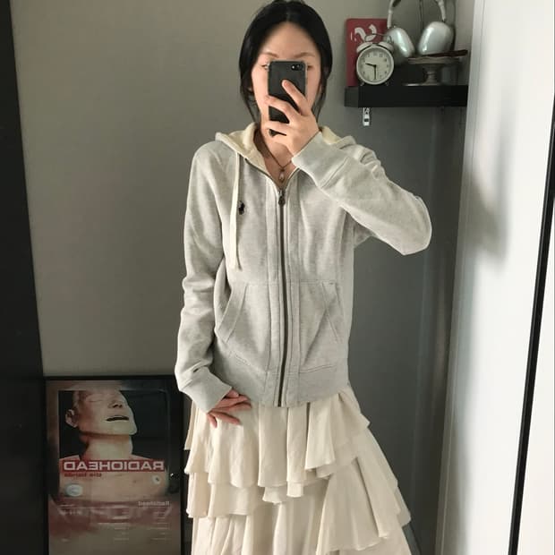 폴로 랄프로렌 포니로고 써멀 그레이 후드집업