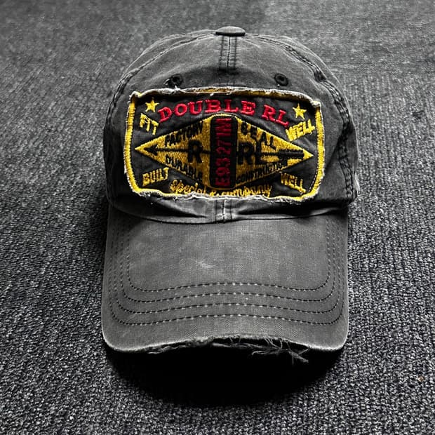 더블알엘 RRL 데미지 빈티지워싱 자수 패치 캡 