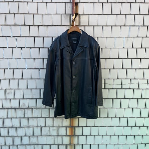 90s SAKS FIFTH AVENUE 리얼레더 카코트