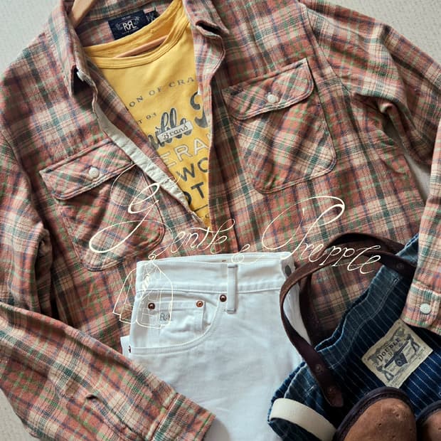 RRL 플래드 트윌코튼 캠프셔츠