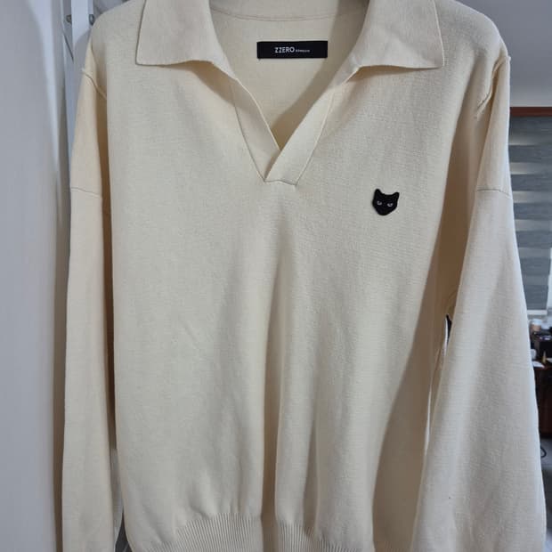 송지오옴므 지제로 팬서 오픈카라 니트 M 아이보리