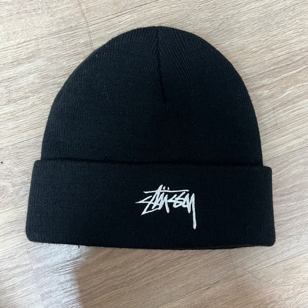 스투시 블랙 커프 비니 모자