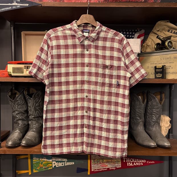 파타고니아 오가닉코튼 캐주얼 윈도우 체크 시어서커 셔츠 N1024