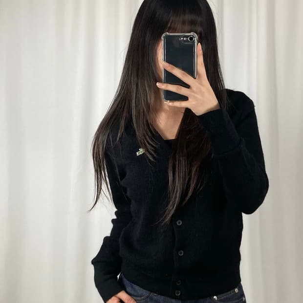 라코스테 블랙 울 가디건