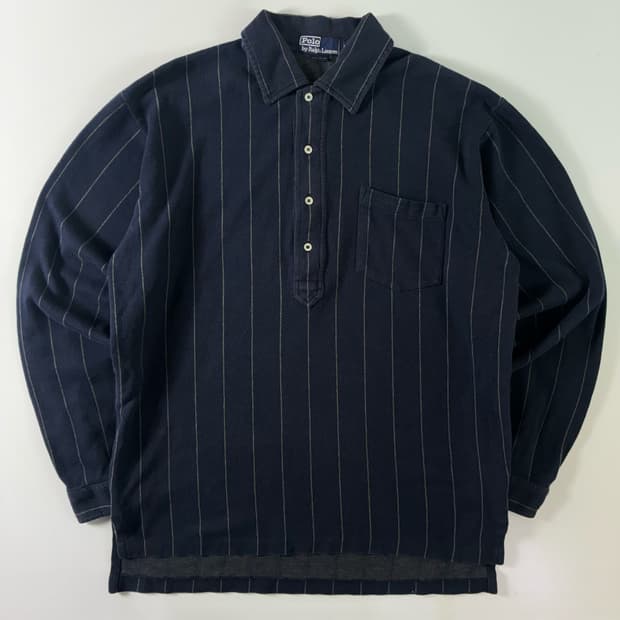 Polo  폴로 랄프로렌 90,s 코튼 네이비 스트라이프 카라 티셔츠  