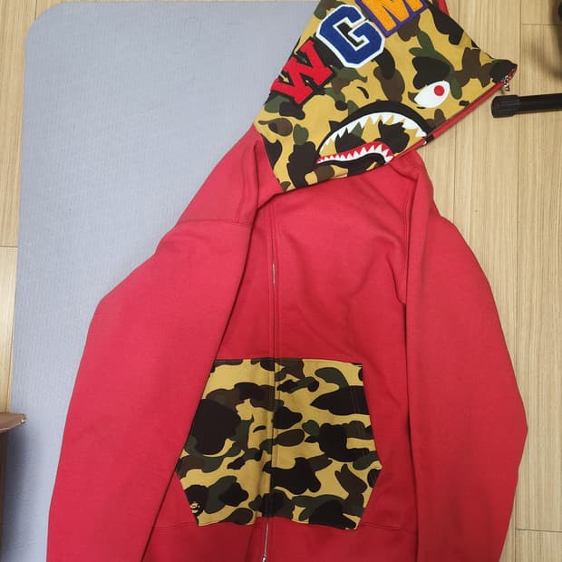 베이프 샤크 후드집업 레드 XL