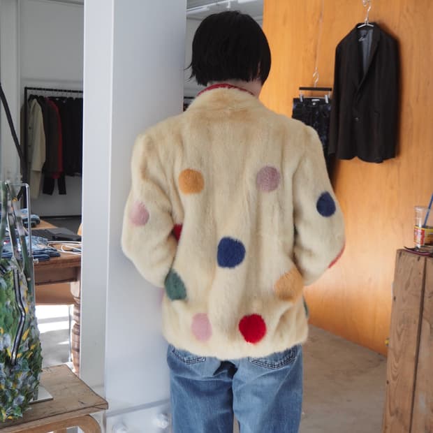 vintage dot fur jacket