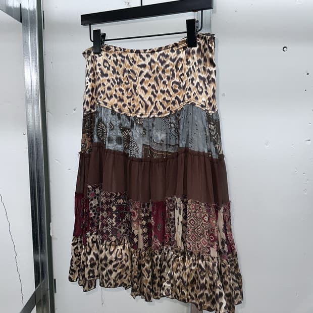 bohemian mix cancan midi skirt