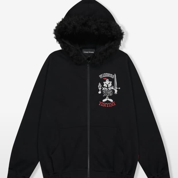 Y.E.S Fur Zip-up Hoodie Black