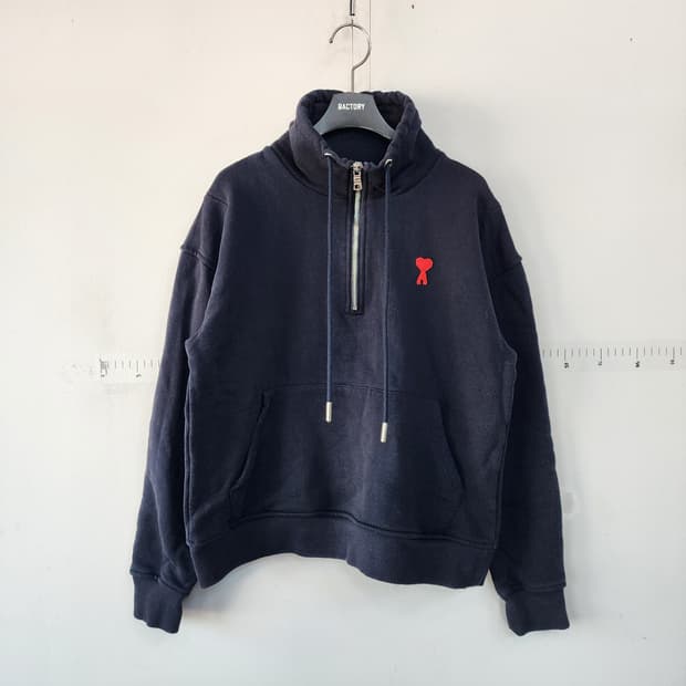 아미 하프집업 네이비 맨투맨