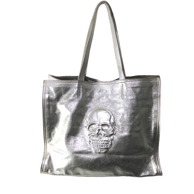 2000s ITALY 10 PELLE 메탈릭 스컬 토트백