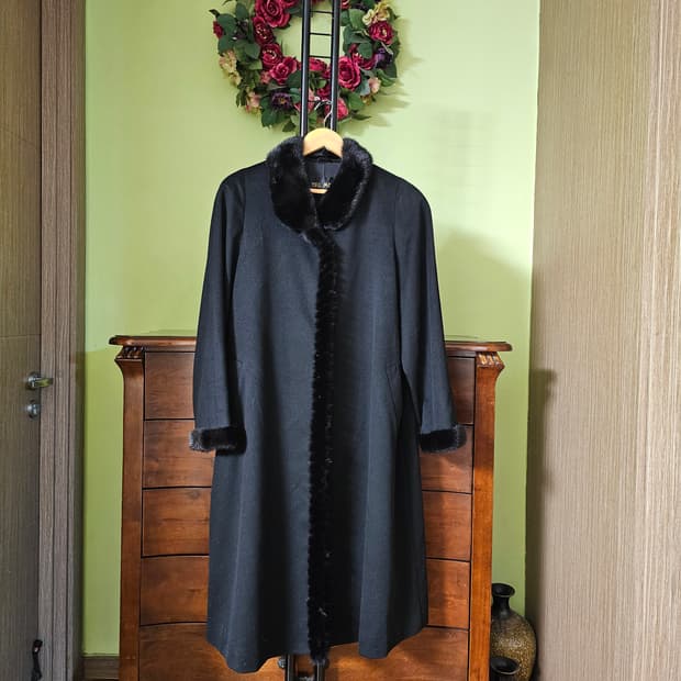 캐시미어100% 밍크배색 코트