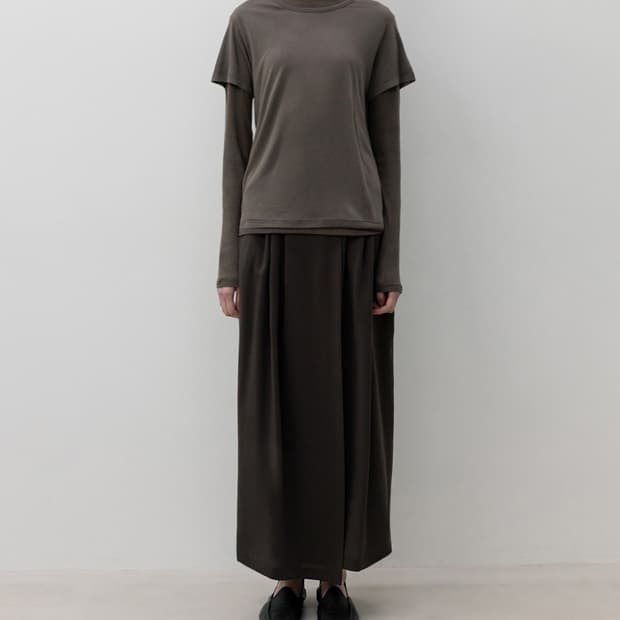LFM Sheer Tuck Skirt (Brown)