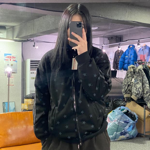 빈티지 스타 패턴 사이드라인 그레이 트랙탑 져지 B3490