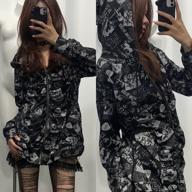 🎸블랙&그레이 프린팅 후디🎸