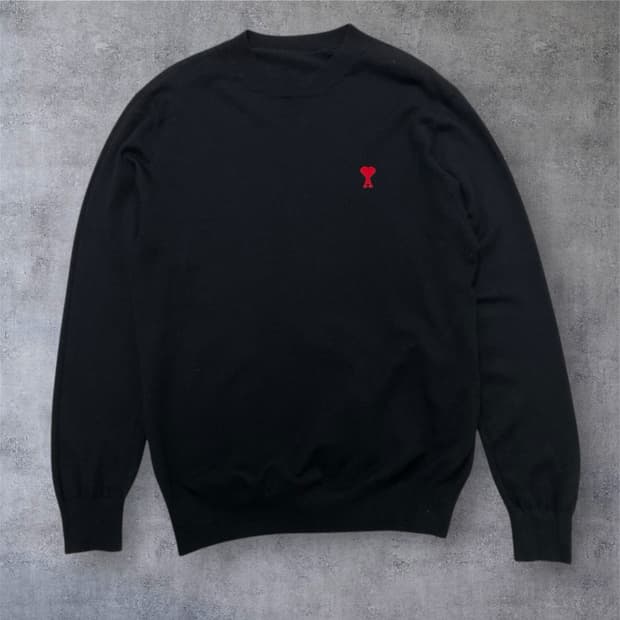 아미 Ami 블랙 스몰 하트 로고 니트 XL