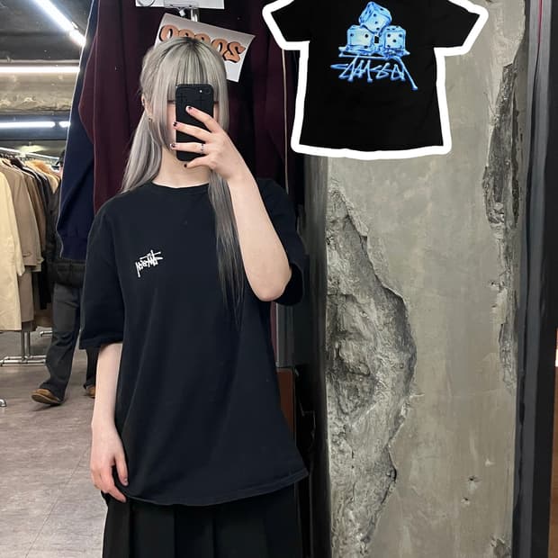 스투시 반팔 티셔츠 블랙 L  #csz3540