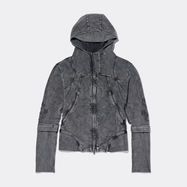 미스치프 컷오프후드 워시드차콜 후드집업