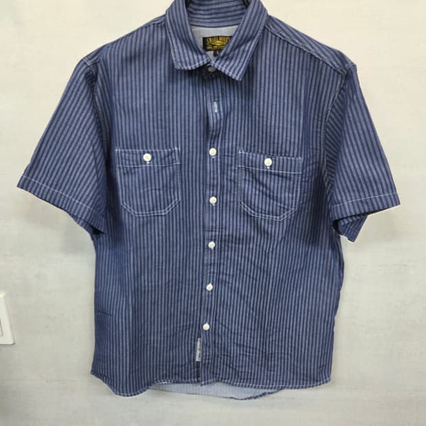 스몰버드 아메카지 스트라이프 데님셔츠 반팔 L