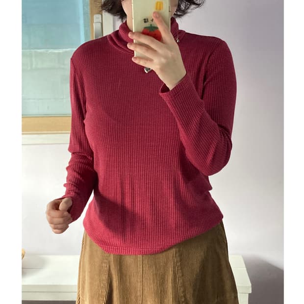 일본빈티지) 핑크 줄무늬 골지이너