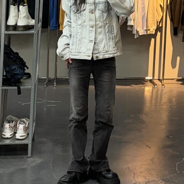 오프화이트 백 디아그 프린팅 데님자켓 A2865