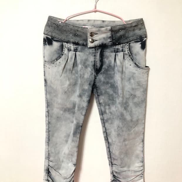 Grey Y2K Beaded Jeans