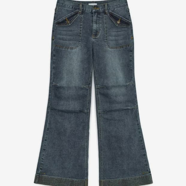 허그유어스킨 세미 부츠컷 데님 팬츠 (블루 데님)