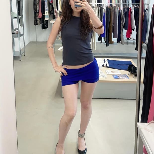 키야기 치마바지 팬츠스커트 마린블루 